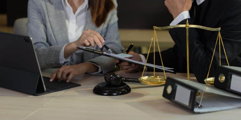 a couple of people sitting at a table with a laptop