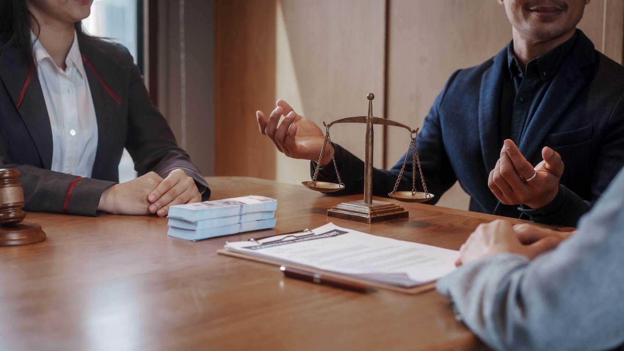 Man and woman with a judge at