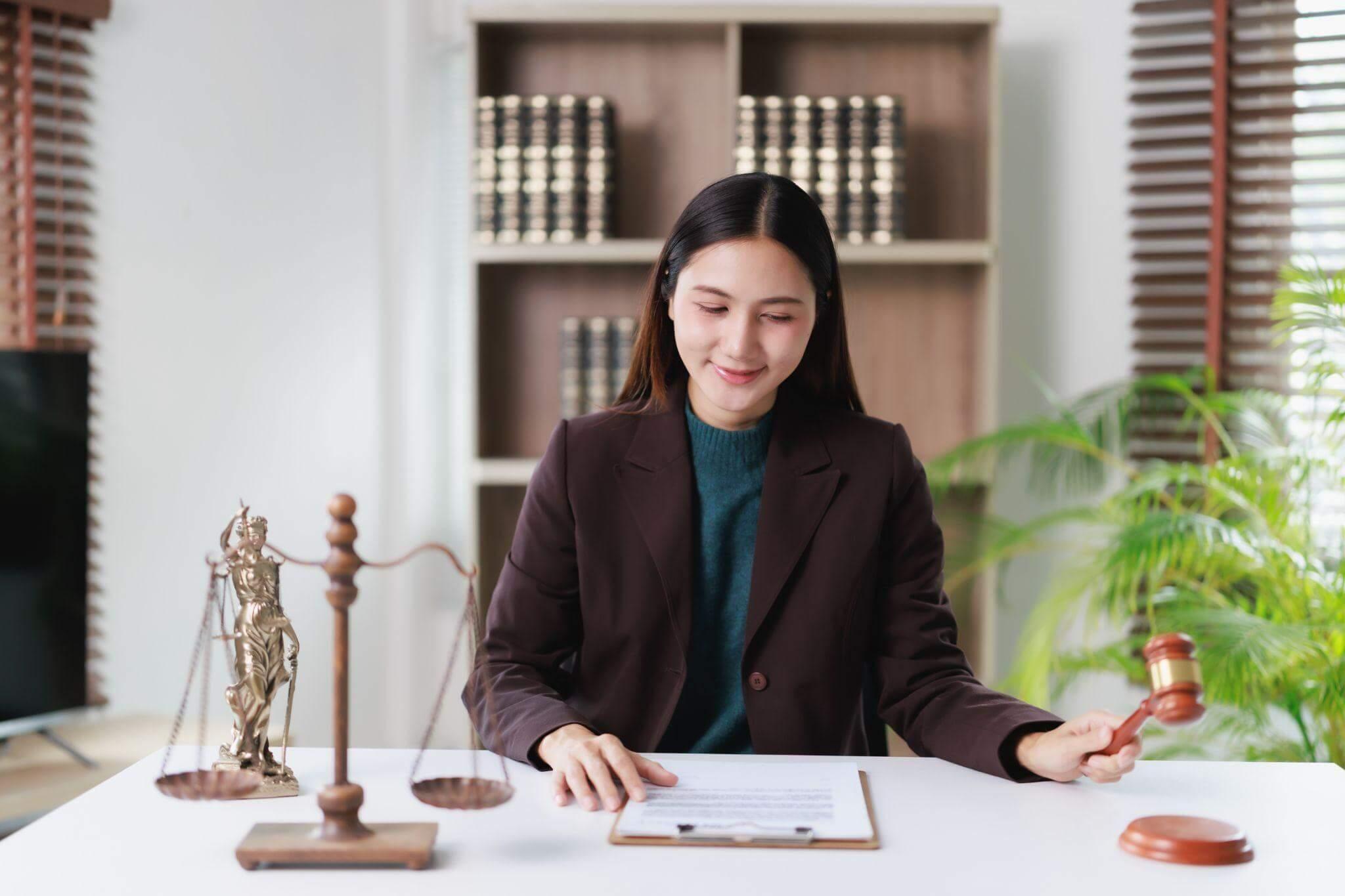 Woman sitting at a desk with a